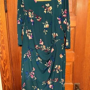 Jessica Howard Teal Floral 3/4 Sleeve Dress